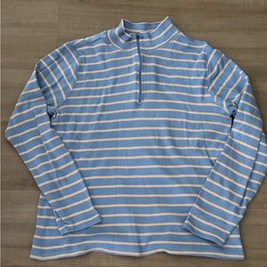 Striped Blue and White LL Bean quarter zip